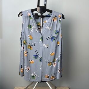 Daniel Rainn Floral Sleeveless Blouse - Gray with Multicolor Accents